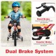 12-inch kids bike featuring adjustable seat, dual brake system, and detachable training wheels for safety and fun.