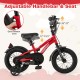 Adjustable 12-inch kids bike in red with training wheels, reflectors, and bell, ideal for ages 3-4 years.