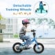 Kids bike with removable training wheels, 12-inch size, adjustable saddle, and hand brake for ages 3-4 years.