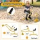 Yellow sand digger with dual handle controls, adjustable arms, and flexible shovel for kids aged 3+ for outdoor fun.