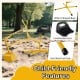 Yellow sand digger with adjustable arms and flexible shovel, designed for kids 3+, featuring a wide base for stability.