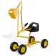 Yellow sand digger for kids with flexible shovel, 360-degree swivel, and adjustable arms for outdoor fun.