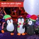 Christmas inflatable penguins family with built-in LED lights, wearing Santa hats, perfect for festive indoor or.