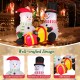 Cute inflatable snowmen with gift boxes, pre-lit with LED lights, perfect for festive outdoor holiday decoration.