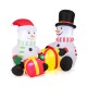 Cute 5-foot inflatable snowmen with gift boxes, pre-lit with LED lights, perfect for festive indoor or outdoor holiday.