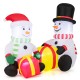 Cute 5-foot inflatable snowmen with gift boxes, pre-lit with LED lights, perfect for holiday indoor and outdoor decor.