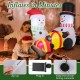 Cute 5-foot inflatable snowmen with gift boxes, pre-lit, made of durable polyester for festive indoor or outdoor decor.