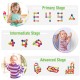 Colorful magnetic balls and rods set for kids featuring various building stages, promoting creativity and imagination.