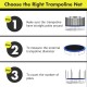 Trampoline replacement protection enclosure net for 12 ft round trampolines with 8 straight poles and zipper door.