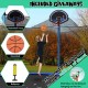 Outdoor recreational trampoline with enclosure net, 12 ft, includes basketball hoop, ball, and pump for fun outdoor.
