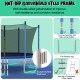 Outdoor trampoline with hot-dip galvanized steel frame, safety net, and non-slip 2-step ladder for secure play.