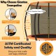 8FT ASTM approved trampoline with safety enclosure net, padded poles, and ladder for secure outdoor fun.