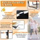 8-foot ASTM approved trampoline with safety enclosure net, padded poles, and W-shaped legs for stability and durability.