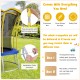 10 feet flower shape trampoline with galvanized steel frame, bright yellow color, and safety enclosure net for kids.