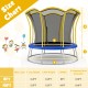 10 feet flower shape trampoline with galvanized steel frame, high enclosure net, and bright yellow color for safe.