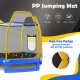 7 feet blue trampoline featuring a gap-free waterproof jumping mat, ladder, slide, and safety enclosure for indoor and.