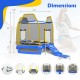 7 feet blue trampoline with ladder and slide, featuring safety net and hexagonal shape for indoor and outdoor fun.
