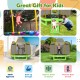 7 feet green trampoline with ladder and slide, ASTM approved, for indoor and outdoor fun, promoting balance and.
