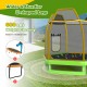7 feet green trampoline with ladder and slide, featuring W-shaped legs and 600 lbs capacity for indoor and outdoor fun.
