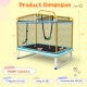 Rectangle trampoline with swing and horizontal bar, yellow, ASTM approved, ideal for small backyards, 220 lbs capacity.