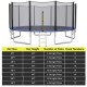 15 feet trampoline replacement safety net made of premium PE material with double-headed zipper for easy access.