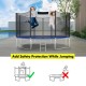 15-foot trampoline safety net with double-headed zipper, designed for high protection and easy assembly.