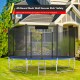 15 feet trampoline safety net with double-headed zipper door, made of durable PE material for high protection and easy.