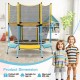Toddler trampoline with safety enclosure net, yellow, 48 inches, suitable for ages 3-6, stable and safe design.