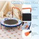 Mini trampoline with foam handrail, LED lights, and padded safety cover for kids' active play in small spaces.