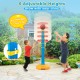 Height-adjustable kids basketball hoop stand in bright colors, designed for easy carry and suitable for ages 3 and up.