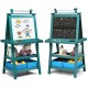 Green 3-in-1 art easel showcasing a magnetic whiteboard and chalkboard, perfect for children’s creative art sessions.