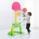 Kids basketball hoop set featuring a frog design, made of non-toxic materials, for ages 3-8, promoting active play.
