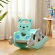 Blue 4-in-1 toddler slide and rocking horse playset made of safe HDPE, featuring a detachable seat for versatile play.