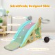 4-in-1 toddler slide and rocking horse playset in blue, featuring a stable triangle structure and multiple play zones.