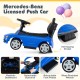 Blue Mercedes-Benz licensed push car with detachable guardrail and realistic dashboard for kids aged 18-36 months.