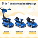 3-in-1 blue Mercedes-Benz ride-on push car with canopy, suitable for children 18-36 months, features steering wheel and.