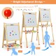 Kids art easel with adjustable height, double-sided blackboard and whiteboard, perfect for creative play and learning.