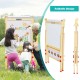 Kids art easel featuring a double-sided design with a paper roll, adjustable height, and sturdy pine wood for stability.