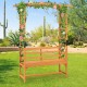Detail shot of the 6.5 FT tall patio garden arbor's smooth fir wood finish and elegant side climbing trellises for.