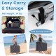 Portable gray tanning chair with face arm holes, adjustable backrest, and shoulder strap for easy transport and storage.