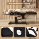 Convertible facial bed in black with removable headrest and armrests, ideal for esthetician services and comfort.