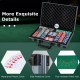 Texas Holdem poker chip set in aluminum case with 400 chips, waterproof cards, and tear-resistant felt for gaming.