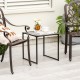 Tempered glass side table with a sturdy metal frame, perfect for indoor and outdoor use on patios or balconies.
