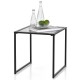 Tempered glass side table with a sturdy metal frame, perfect for indoor and outdoor use, featuring a sleek design.