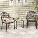Tempered glass side table with a sturdy metal frame, perfect for indoor or outdoor use on patios or balconies.