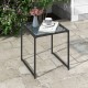 Square tempered glass side table with a durable metal frame, perfect for easy maintenance in garden or balcony settings.