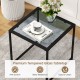 Tempered glass side table with a sturdy metal frame, ideal for indoor and outdoor use, featuring a scratch-resistant.