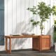 Teak oil finish raised garden bed with bench, featuring sturdy wood construction and practical planter for outdoor.