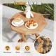 Teak wood octagon coffee table with slatted tabletop, featuring X-shaped legs, ideal for camping and backyard use.