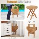 Teak wood octagon coffee table with slatted top, featuring a folding design for easy storage and portability.